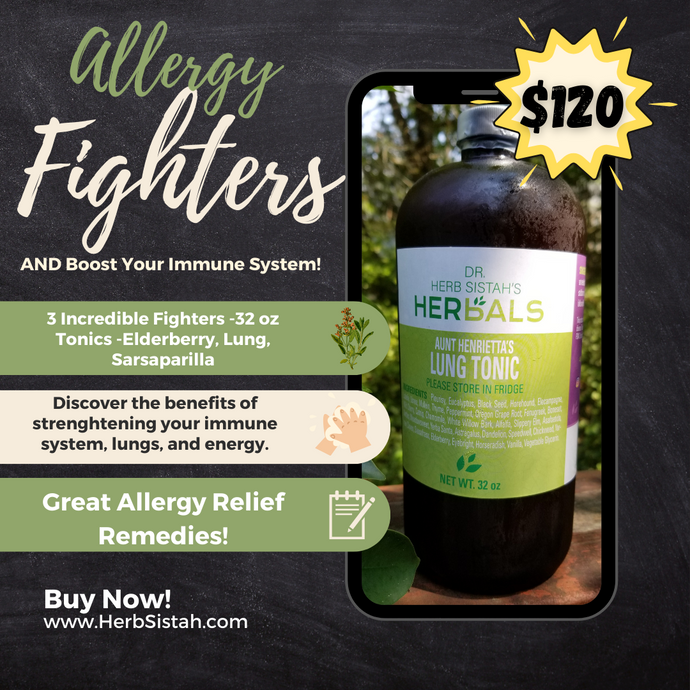 Allergy Fighters - 3-32oz Tonics - Lung, Elderberry, Sarsaparilla