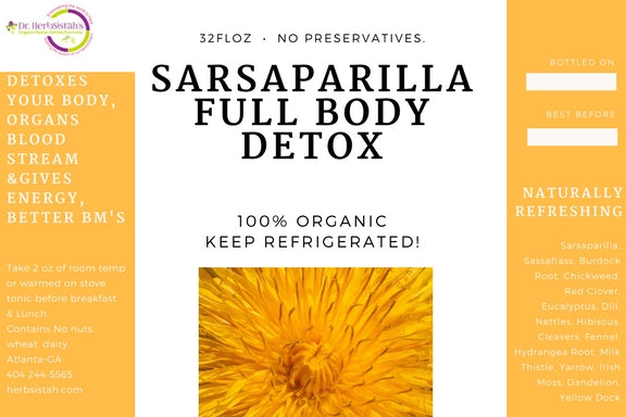 Sarsparilla Full Body Detox Tonic - 32oz